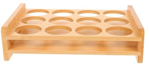 TOPBATHY Bamboo Shot Glass Rack 2.9cm Hole Wine Rack Cabinet Whiskey Glasses Organizer and Display Stand 12 Small Slots for Home Bar Countertop Storage