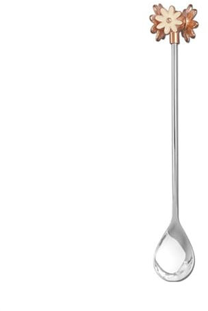 CAFIEDR Suppenlöffel, Löffel mit blumenförmigem Griff, Edelstahl, Rührlöffel, Kaffeelöffel, Teelöffel, Dessertlöffel, Rührlöffel, Suppenlöffel für Party-Tischdekoration(Silber)