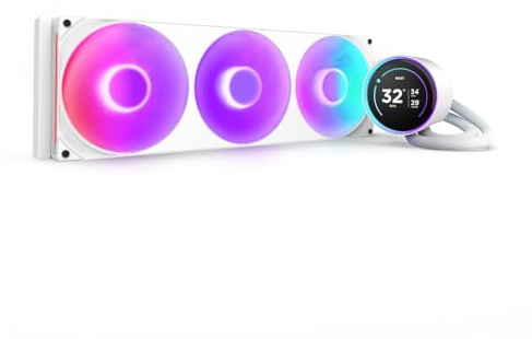 NZXT Kraken Elite 420 RGB - 420mm AIO-CPU-Kühler, LCD - Weiß | 420mm RGB-AIO-Flaggschiff mit 2,36-Zoll-LCD und F420 RGB Core Lüfter. Unser stärkster Kühler, komplett über CAM steuerbar.