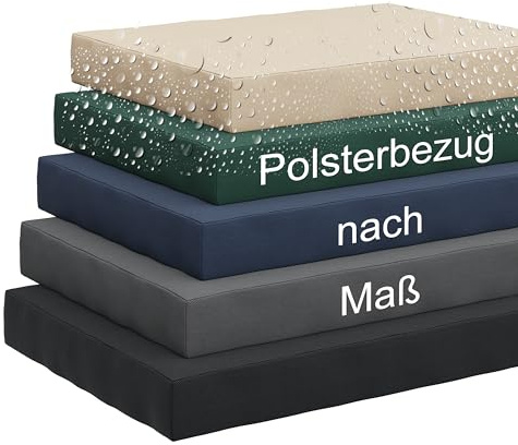 Epic Tube Housse de Coussin imperméable de Taille personnalisée, sur Mesure, pour Chaise Banc Jardin comme Coussin d'assise Couvre-siège, avec Fermeture éclair imperméable (Housse de Rembourrage)