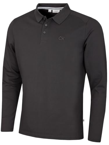 Calvin Klein Mens 2026 Long Sleeve Stretch Campus Golf Polo Shirt