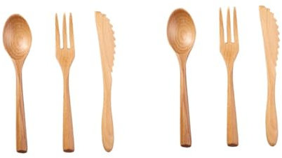 Cabilock 6piezas Cubiertos De Madera Japonesa De Color Natural Utensilios De Mesa De Haya Para Doméstico Picnic y Restaurantes