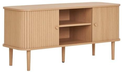 AltoBuy Erika - Meuble TV 2 Portes coulissantes en MDF et Pin Naturel