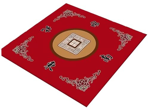 Hbbgdiy Mahjong-Matte für Tabelle 32x32 '' Anti Slip Mahjong Tischmatte Rauschreduktion Matte Soft ? Wear-resistente -Spielmatte für Poker, Karte, Board und Fliesen Game Set rot