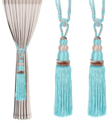 PATIKIL Nappe per Tende con Nappe, 2 Pezzi 28 Forma Zucca Cordone per Tende con Nappa, Legacci per Tende Fatti A Mano Cordone Decorativo per Tende per Casa, caffè, Ufficio, Azzurro Cielo