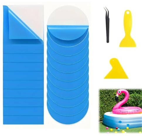 Wasserbett Reparaturset, 32 Stück Selbstklebende Reparaturflicken für Schwimmbecken & Aufblasbare Produkte, Unterwasser-PVC-Patches für Pool, Wasserbett & Boot, Schnelle & Dauerhafte Reparatur