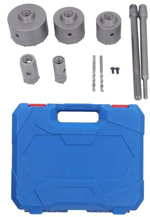 Concrete Hole Saw Kit Professional Grade Durable Cement Masonry Stone Brick Wall Drill Bit Cutter Set for Air Conditioner Water Pipe Installation 9Pcs 30mm to 100mm