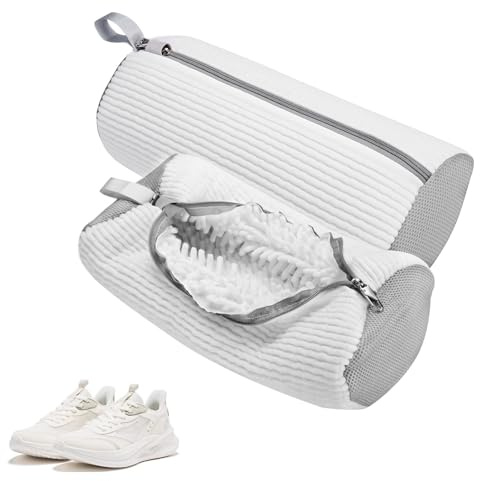 2 stycken skotvättpåsar tvättmaskin, chuhe tvättpåse allsidig rengöring, tvättnät för sneakers skoväska för tvättmaskin multiskydd skotvättpåsar, för sneakers, tennisskor (vit)