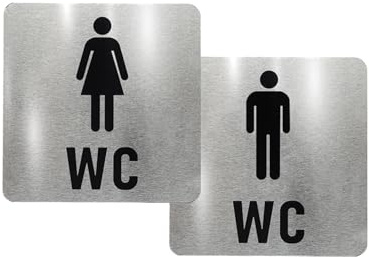 Dstarymnix Selbstklebende Toilettenschilder, Toilettenschilder für Herren- und Damentoiletten, 2er Set,Folienschilder,Türschild Toilette Aufkleber Gäste WC Schilder innen außen,12x12 cm