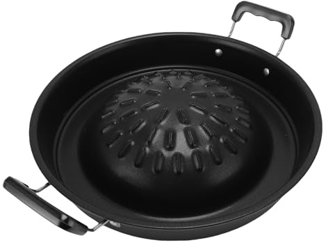 Fockety Poêle à barbecue thaï coréenne, poêle à charbon antiadhésive pour steak fumé, grille en aluminium, poêles de camping pour shabu, légumes, œufs, porc, bœuf, (30 cm / 11,81 pouces noir)