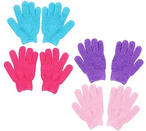 FIXOSHEE 8Pcs Exfoliating Bath Gloves Body Scrub Wash Mitts for Deep Cleaning Dead Skin Remover Shower Scrubber Promotes Suitable for Legs Arms Chest Random Color