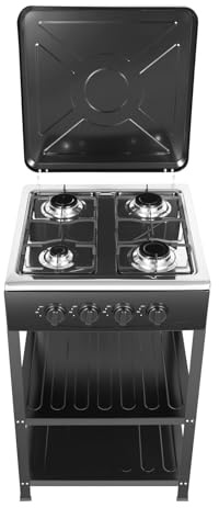 WFIETN - Cocina de gas natural con 4 quemadores, rectangular 4 fuegos de gas con soporte antideslizante, cocina de gas independiente 4 fuegos ‎NG/LPG Cocina de cocina exterior (negro)