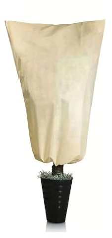 Andningsbar Vinteröverdrag For Växter Skydd Mot Frost For Ute Krukor Citrusträd Olivbuskar Buskar(Beige,0.8m*0.6m)