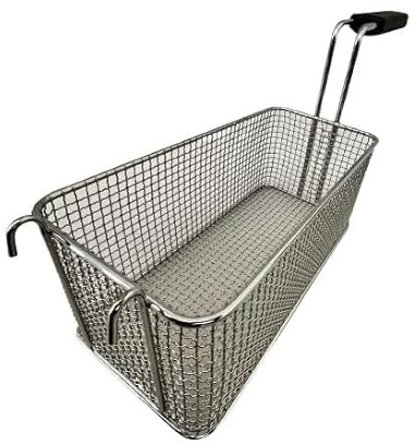 FCR0250 - Panier fabriqué en Italie pour friteuse professionnelle, dimensions 120 x 300 x 120 H mm + crochets en acier chromé panier friteuse acier