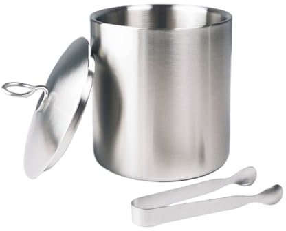 Eiskübel Doppelwandiger Eisbehälter aus Edelstahl mit Deckel und Eisklemmen, geeignet for Getränke auf Partys im Innen- und Außenbereich Party