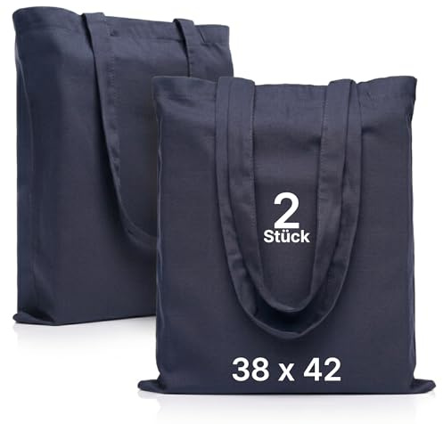 LEATEX Stoffbeutel 38×42 cm – Premium Baumwolltasche 220 g/m² mit langen Henkeln & Bodenfalte – robuste Einkaufstasche & Shopper – unbedruckt zum Bemalen & Bedrucken