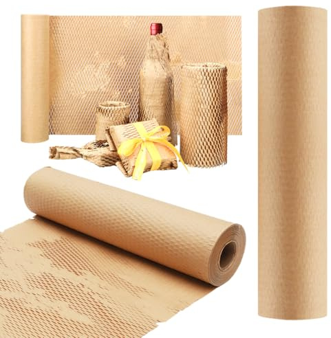 Bikakepapper förpackningsmaterial, fyllningsmaterial förpackning, brunt förpackningspapper förpackningsrulle kraftpapper, bubbelplast eco alternativ för frakt flyttbara föremål (30 cm x 50 m)