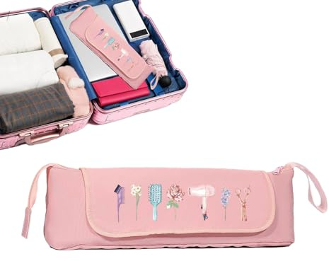 de viaje para máquina de estilismo, resistente al polvo, portátil, de viaje para rizadores y herramientas de cabello calientes, para aparatos de peinado, planchas, peines, pinzas para el