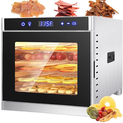 Food Dehydrator 700W | Stainless Steel Electric Dryer with Temperature Control & Timer | Ideal for Jerky, Meat, Fruits, Vegetables, Herbs, Dog Treats
