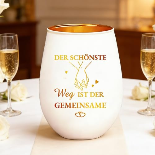 Hochzeitstag Geschenk - Windlicht Glas Mit Spruch - Romantisches Verlobungsgeschenk & Hochzeitsgeschenke Für Brautpaar, Silberhochzeit Geschenk & Goldene & Diamantene Hochzeit