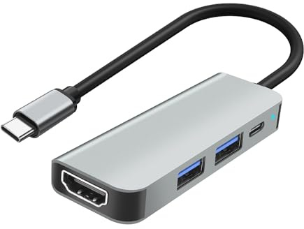 MEIRIYFA Hub USB C, splitter USB 4 in 1, adattatore multiporta | Hub USB C 4 in 1 con HDMI 4K, 100 W PD USB-C, 2 porte USB 3.0 5 Gbps, USB 3.0 4 porte, splitter espansor per PC, desktop