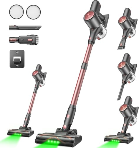 Vexilar V10Pro Aspiradora sin Cable 45KPa Potente,Aspiradora Fácil Limpieza,Autonomía 45 Min,Batería Extraíble,Accesorios Multiusos,Aspirador Escoba Ligero para Suelos/Alfombras/Coche/Pelo de Mascotas
