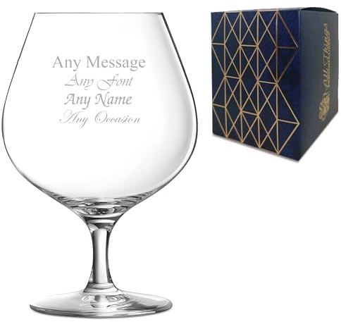 Personalised Engraved Large Cognac Snifter Brandy Balloon, Customise with Any Name or Message, Laser Engraved, Gift Box Included, Bespoke Keepsake for Any Occasion