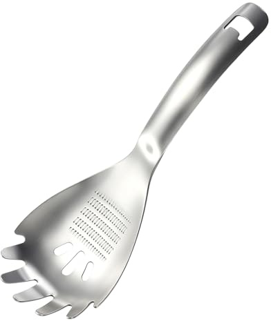 Multifunktionaler Kochlöffel, 5-in-1 Edelstahl Knoblauchpresse mit Eiertrenner Flaschenöffner Rührlöffel & Löffel Ingwerreibe für Kochen, Maischen Abtropfen Reiben Umrühren Servieren (B)
