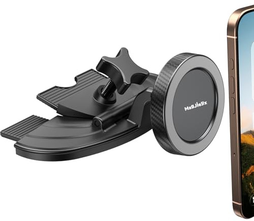 MAGJIEYX Magnetische CD Schlitz Handyhalterung Auto, 360° Drehbar CD Slot Autohalterung mit Starkem Magnet für MagSafe Kompatibel mit iPhone 16/15/14/13/12 & MagSafe Hüllen