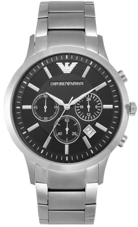 Emporio Armani klocka för män, kronogravrörelse, 43 mm silver/stål rostfritt stålfodral med rem i rostfritt stål, AR2434