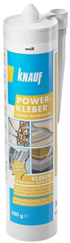 Knauf Power-Kleber 480 g – Power-Klebstoff, gebrauchsfertiger, einkomponentiger Hybrid-Klebstoff, lösemittelfrei witterungs- und feuchtebeständig zum Kleben, Montieren, Innen- und Außen-Bereich