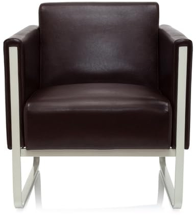 hjh OFFICE Loungesoffa 1-sits ARUBA Modern konstläderklädd soffgrupp med metallram, 78 x 67 x 71 cm, brun