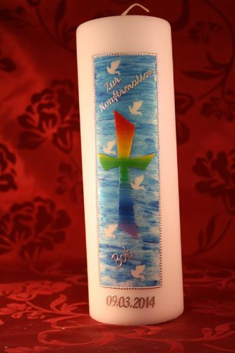 Konfirmationskerze K-82 mit Name & Datum - auch zur Kommunion