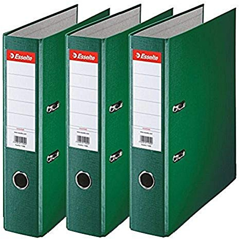 Esselte, Essentials, confezione da 3 raccoglitori a leva, verde scuro, dorso 50 mm, A4, PP, 624297
