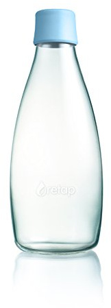 Retap ApS Botella de Vidrio de borosilicato, pequeña, Azul Celeste, 0.8