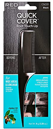 RED by Kiss Quick Cover Root Touch Up Comb Type Water-Resistant Temporary Gray Concealer Cover Up Brush for Hair and Beard (Black)