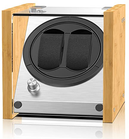 Watch Winder Smith Uhrenbeweger aus Bambusholz und Metall für 2 Uhren, WWS-B1BAM