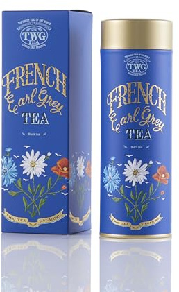 TWG Tea | French Earl Grey | Schwarzer Tee | Bergamotte und Blaue Kornblumen | Haute Couture Dose, 100G | Geschenkset