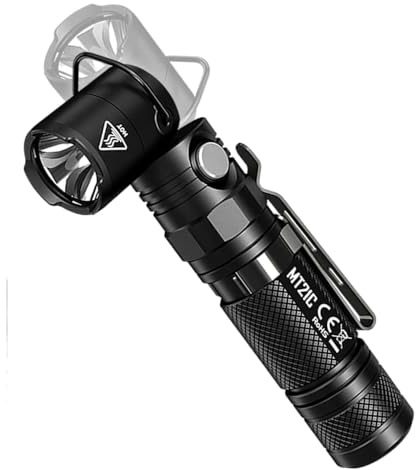 Nitecore MT21C Linterna LED, 1000 lúmenes, ángulo recto de 90 grados, cabeza inclinable en forma de L, recargable por USB, con funda resistente