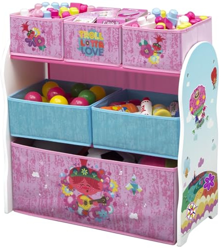 Delta Children Design and Store 6 Bin Toy Storage Organizer, Trolls World Tour