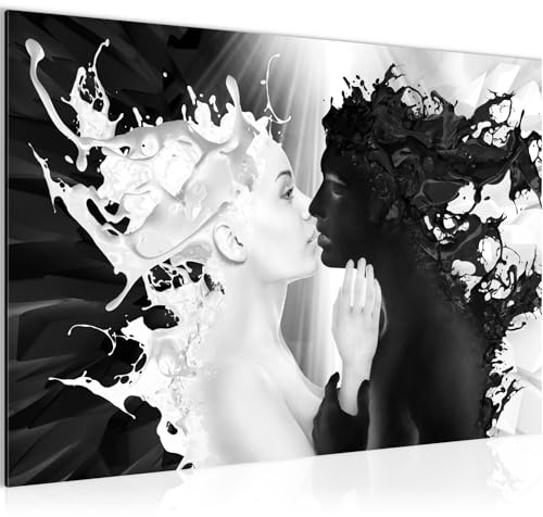 Runa Art Bild Milk und Coffee Modern Wandbilder Wohnzimmer Schlafzimmer 1 Teilig - Made In Germany - Liebe Schwarz Weiss Flur 005015b