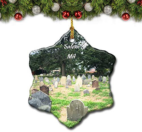 Umsufa Salem Old Burying Point Cemetery Massachusetts USA Weihnachtsbaumschmuck Reisegeschenk Souvenir 7,6 cm Porzellan doppelseitig