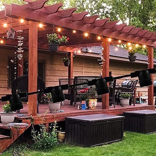 Partenopeautensili® catena luminosa catenaria cordoniera nera da 10 mt con 10 portalampada per lampadine led attacco E27 (NON INCLUSE) da esterno prolungabile illuminazione giardino feste eventi