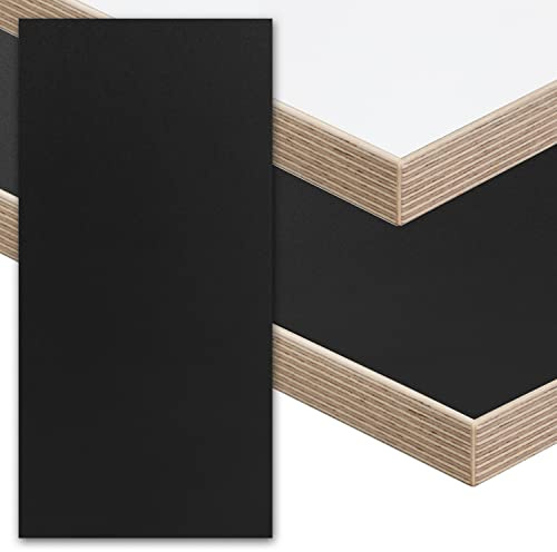 boho office® Schreibtischplatte, Tischplatte – 160 x 80 x 2,5 cm in Schwarz mit edler Multiplex Echtholz-Kante, Kratzfest, seidenmatt glänzend