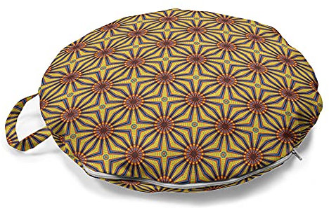 ABAKUHAUS Ethnisch Rundes Bodenkissen mit Griff, Marokkanische traditionelle Weinlese, dekoratives Kissen für Wohnzimmer & Schlafsäle, 45 cm, Mehrfarbig