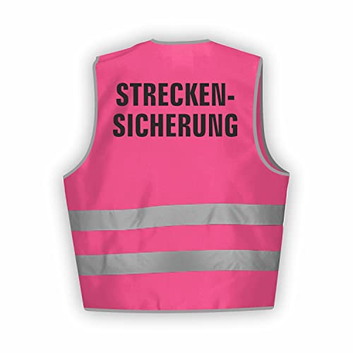Fassbender-Druck WARNWESTEN - Sicherheitsweste PINK Warnweste nach EN ISO 20471 zertifiziert - Warn Weste STRECKENSICHERUNG - Unisex mit hochwertigem Reflektorstreifen (PINK I 3XL/4XL I 5er Set)