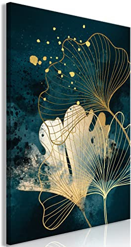 murando - Akustikbild Abstrakt Natur Bilder Hochleistungsschallabsorber Schallschutz Leinwand Akustikdämmung 1 tlg Wandbild Raumakustik Schalldämmung Blätter Pflanze Ginkgo