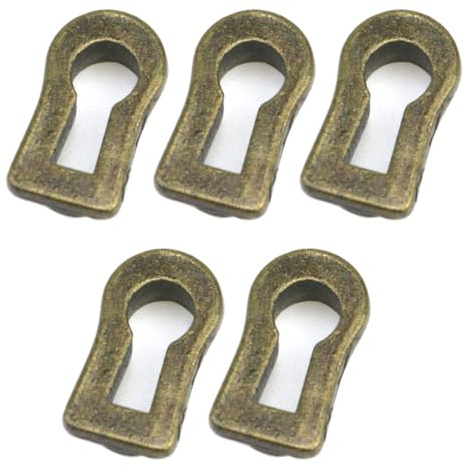 Tighall 5 Stück Metall-Schlüsselloch-Abdeckungen, geprägtes Messing, dekorativer Schlüsselloch-Einsatz, Rosettenplatte für Kommode, Schubladen, Möbelschloss, Dekoration (bronzefarben)