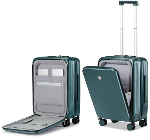 Hanke Grace Koffer mit Rädern, Hartschalengepäck, Fluggesellschaftsgenehmigt, 50,8 cm Reisekoffer, leicht, TSA-Gepäck für 2-3 Tage, Kurze Geschäftsreisen., Schwarzes Grün, 20 Inch