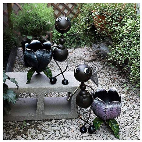 Statue de Jardin Exterieur Moderne Ornements de Jardin en Plein air 2 pièces/Ensembles en Fer forgé Animaux Statues Sculptures Couple décoration de Jardin en Plein air Artisanat créatif Ornements